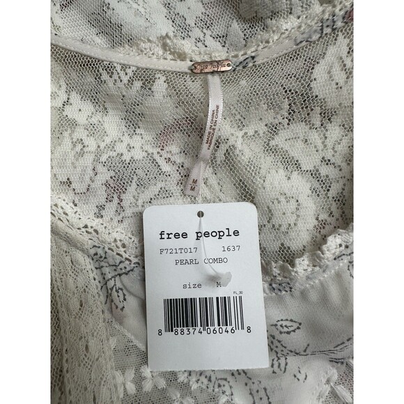 NWT Free People Women's M Miss Mackenzie Lace side tie Tank Top Pearl Combo NEW - Picture 10 of 10